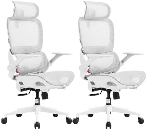 SIHOO B100 Office Chair, Comfy Ergonomic Office Chair, High Back Computer Chair with Adaptive Lumbar Support & wide Headrest, Flip-up Armrests, Swivel Desk Chair for Long Hours, WITHOUT Footrest, Grey