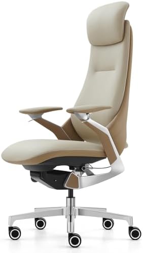 Genuine Leather Executive Office Chair，Top-Grain Cowhide, Ergonomic Design