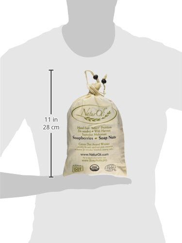 NaturOli Soap Nuts/Soap Berries - 1-Lbs organic (240 loads) + 18X Travel Bottle! Select Seedless - 1 Wash Bag, 8-pg info, Tote Bag. Organic Laundry Soap