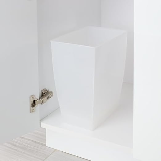 iDesign Small Plastic Bathroom Trash Can, Slim Rectangle Garbage Bin for Bedroom, Office, Dorm, Clear Frost