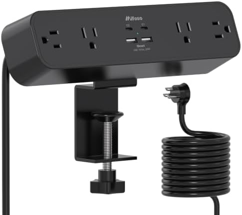 Mifaso PD20W USB C Desk Clamp Power Strip, 1080J Surge Protector