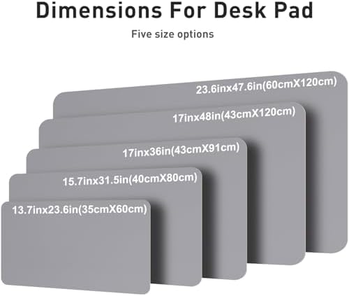 Aothia Leather Desk Pad Protector, Mouse Pad, Office Desk Mat, Non-Slip PU Leather Desk Blotter, Laptop Desk Pad, Waterproof Desk Writing Pad for Office and Home (36" x 17", Light Grey)