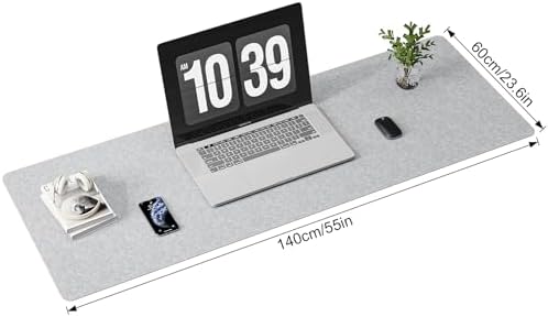 DAWNTREES Extra Large Felt Desk Mat,55''x23.6'' Non-Slip Desktop Protector