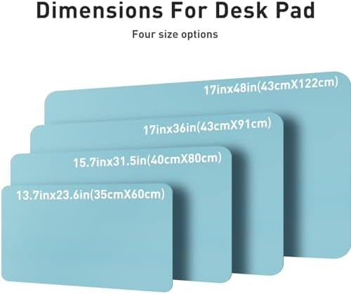 Aothia Large PU Leather Desk Pad Protector – Non-Slip Mouse Pad & Writing Mat for Office/Home, Waterproof, Easy to Clean(23.6" x 13.7", Blue Topaz)