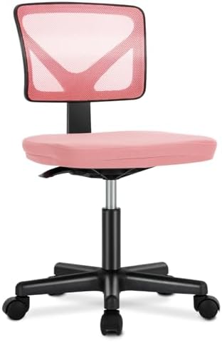 Sweetcrispy Small Armless Desk Chair, Mesh Rolling Office Chairs