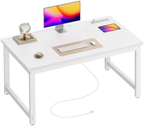 Huuger 48 x 24 inch Desk with Power Outlets & 0.95 Inch Thicker Desktop