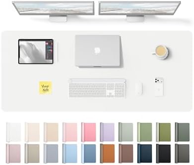 YSAGi Leather Desk Pad Protector, Office Desk Mat, Large Mouse Pad, Non-Slip PU Leather Desk Blotter, Laptop Desk Pad, Waterproof Desk Writing Pad for Office and Home (White,55" x 17.2")
