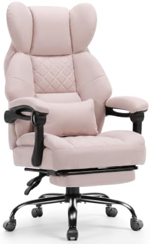 GTPLAYER Big&Tall Ergonomic Gaming Chair, Wide Spring Seat, Linkage Armrest,Pink
