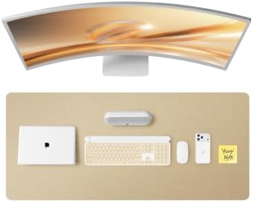 YSAGi Leather Desk Pad Protector, Office Desk Mat, Large Mouse Pad, Non-Slip PU Leather Desk Blotter, Laptop Desk Pad, Waterproof Desk Writing Pad for Office and Home (Gold,47" x 17")