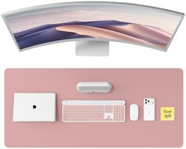 YSAGi Leather Desk Protector, Office Mat, Large Mouse Mat, Non-Slip PU Leather Blotter, Laptop Pad, Waterproof Writing Pad for Office and Home (Pale Mauve, 47" x 17")