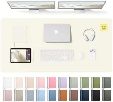 YSAGi Leather Desk Pad Protector, Office Desk Mat, Large Mouse Pad, Non-Slip PU Leather Desk Blotter, Laptop Desk Pad, Waterproof Desk Writing Pad for Office and Home (Cream,55" x 24")