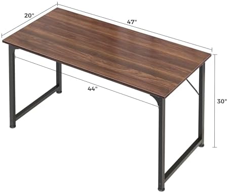 Huuger Computer Desk, 48 Inch Office Desk, Gaming Desk with Storage, Writing Desk Work Desk for Home Office, Study, Modern Simple Desk, Large Legroom, Metal Frame, Walnut