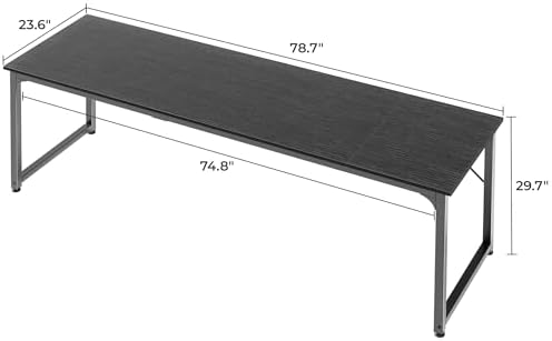 Huuger Computer Desk, 80 Inch Office Desk, Gaming Desk with Storage, Writing Desk Work Desk for Home Office, Study, Long Simple Desk, Large Legroom, Metal Frame, Black