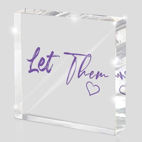 Let Them - Purple 4 Inch Acrylic Desktop Sign, Office and Cubicle Decor for Women, Desk Accessory, Inspirational Quote Gift for Friends, Home Office Decor