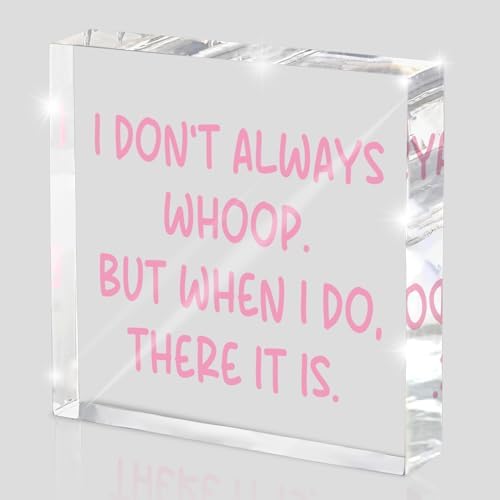Fun Pink Decoration, 4x4 inches Acrylic Desktop Ornament, Suitable for Birthday and Christmas Gifts for Colleagues, Friends and Family, Funny Office Sayings and Slogans