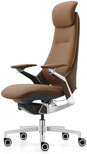 Genuine Leather Executive Office Chair，Top-Grain Cowhide, Ergonomic Design