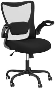 MUXX.STIL Office Chair, Ergonomic Desk Chair with Adjustable Lumbar Support and Flip up Armrest, Breathable Mesh Computer Chair for Home Office, Black