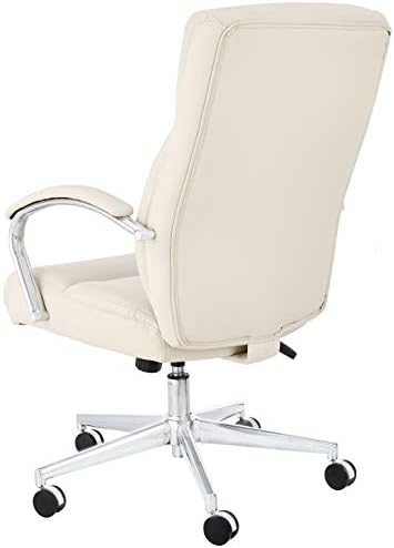 Amazon Basics Executive Desk Chair with Easy Assembly, Adjustable Height, 275lb Capacity, Oversized Cushion, 29.13"D x 25.2"W x 43.11"H, Ivory Bonded Leather