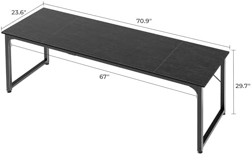 Huuger Computer Desk, 70 Inch Office Desk, Gaming Desk with Storage, Writing Desk Work Desk for Home Office, Study, Long Simple Desk, Large Legroom, Metal Frame, Black