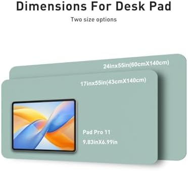 Aothia Faux Leather Desk Mat - Non-Slip PU Leather Desk Blotter, Waterproof Writing Surface, Large Desk Pad for Office & Home (Light Blue, 55" x 17")