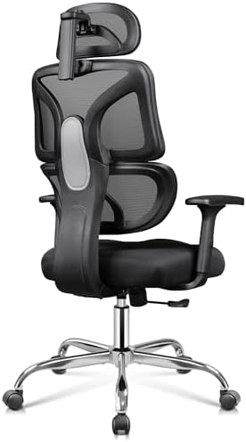 DEVAISE Office Chair Big and Tall Reclining Ergonomic Desk Chair for Long Hours, Comfy Breathable Mesh, Adjustable Armrests with Lumbar Support, Black