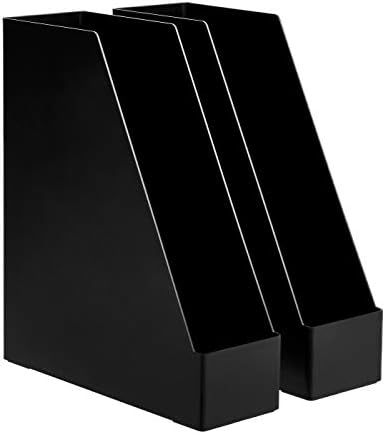 Amazon Basics Plastic Desk Organizer Vertical Magazine Rack and File Holder, Black, 12-Pack