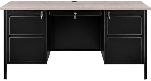 Global Industrial 60" W x 30" D x 30-1/2"H Steel Teacher's Desk, Gray Top