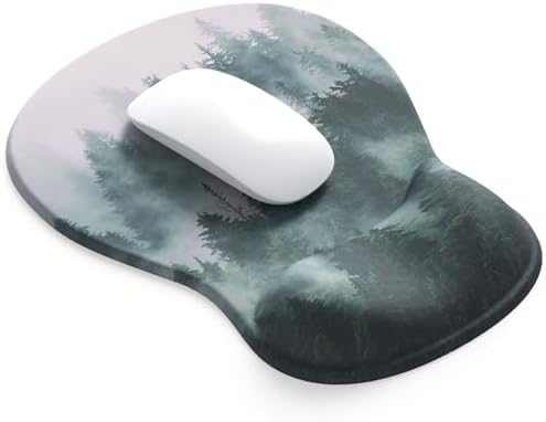 ErgoComfort Gel Wrist Rest Mouse Pad-Ergonomic Office Mousepad with Wrist Support-Non-Slip, Design Desk Accessories Mat for Home&Game Decor (08Misty Forest)