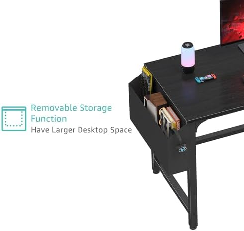Lufeiya Computer Desk with File Drawers Cabinet, 47 Inch Reversible Home Office Desks with Filing Cabinet for Small Space, Gaming Study Writing Table PC Desks, Black