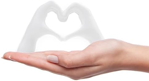 Small Heart Hands Sculpture Decor for Living Room Bedroom Bookshelf Coffe Table and Office Display, Love Finger Statue Modern Aesthetic Home Decor, Unique Gift for Wedding Christmas Birthday (White)