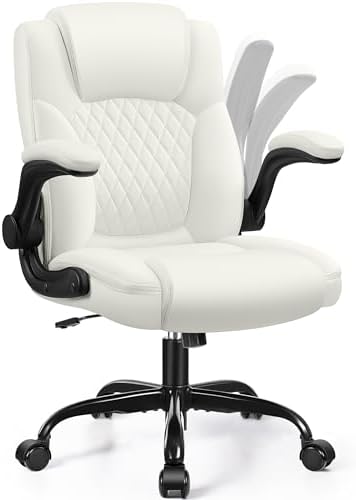 Leather Office Chair, PU Home Computer Desk Chairs with Ergonomic Back Support, 360°Swivel Free，Small Gaming Chair with Wheels and Adjustable Armrests, for Short People Use