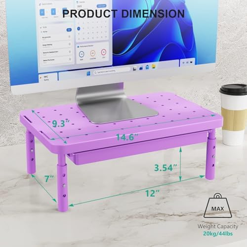 WALI Computer Monitor Stand with Storage, Monitor Riser 3 Height Adjustable