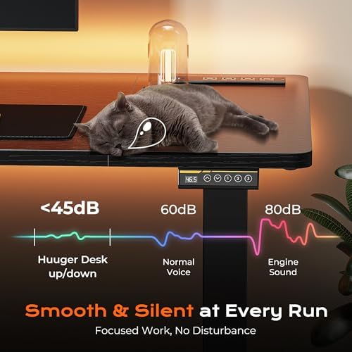 Huuger 55 x 28 Large Electric Standing Desk with 4 AC Outlets, Type-C Port, Height Adjustable Computer Desk, 27.6" Deep Desktop, Stand up Gaming Desk, 3 Preset Heights, for Home Office, Black