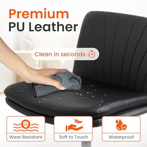 Orange Factory Criss Cross Chair, Wide Leather Vanity Desk Seat, Black Pu
