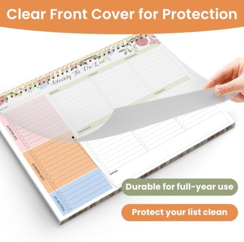 Weekly To Do List Notepad with 52 Undated Sheets（8.5"×11"）- Undated Weekly Planner Notepad for Office Desk Accessories and Supplies - Floral Daylight