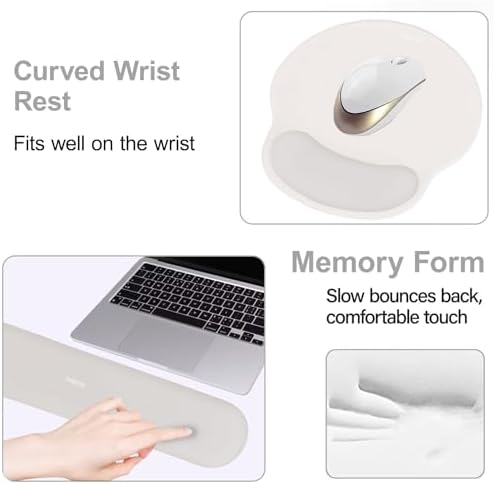 MOSISO Wrist Rest Support for Mouse Pad&Keyboard Set, Stone Gray
