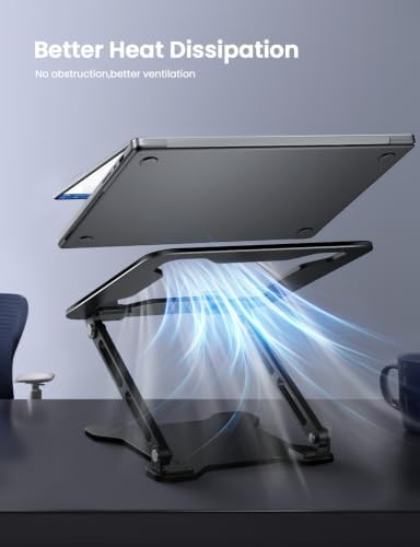 LOXP Adjustable Laptop Stand for Desk, Portable Airflow Laptop Riser Holder