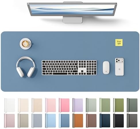 YSAGi Leather Desk Protector, Office Mat, Large Mouse Mat, Non-Slip PU Leather Blotter, Laptop Desk Mat, Waterproof Writing Pad for Office and Home(Blue, 42" x 17.2")