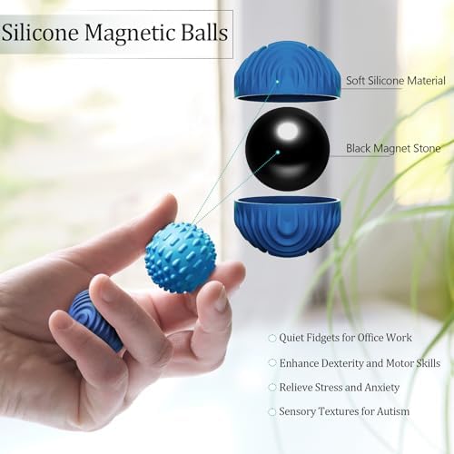 Silicone Magnetic Balls Fidget Toys for Adults & Teens,8PCS Stress Relief Sensory Toys for Autism ADHD Anxiety,Fun Textures Gadgets,Office Desk Toy,Stocking Stuffers for Men Women Teen Gifts