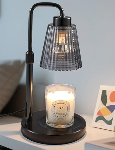 Marble Candle Warmer Lamp Black with Cycle Timer, Dimmable Wax Melt Warmer