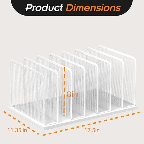Kuntine.B 7-Section Upright Desk File Organizer White 1 Pack