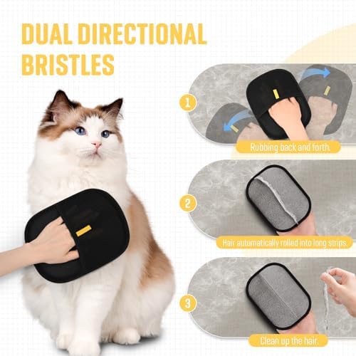 Furry Pet Hair Remover Electrostatic Reusable Grooming Gloves Bunny Ferret Squirrel Hair Remover for Couch Furniture, Carpet, Seat Upgraded Furry Animal Removal Grooming Tool (1)