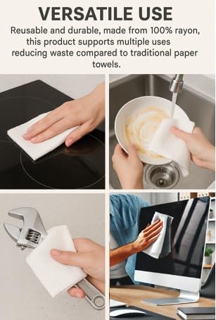 NNX Reusable Paper Towels 45 Count – Washable Quick Dry Plant-Based Fiber Kitchen Cleaning Cloths, OEKO-TEX Certified for Safety, Heavy Duty Multi-Purpose Rags