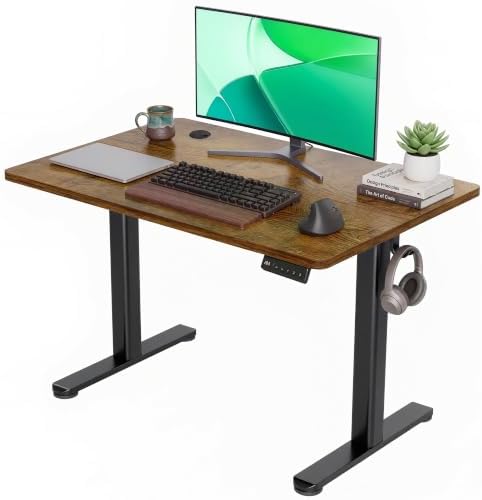 Claiks Electric Height Adjustable Standing Desk, 35x20 Inch, Rustic Brown
