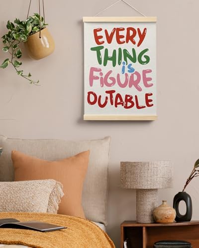 FGFK Everything is Figureoutable Colorful Inspirational Wall Art Poster Hanger Frame, Motivational Positive Affirmations Canvas Prints Framed Wall Decor for Office Classroom Home, 12x16 Inch
