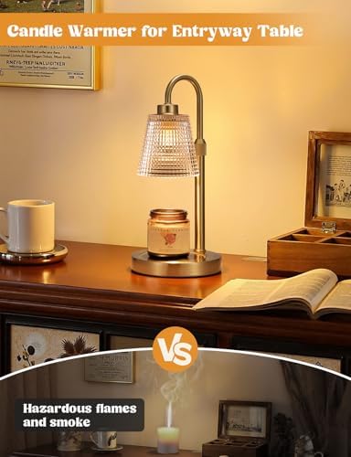 Gold Candle Warmer Lamp with Timer, Dimmable Candle Warmer for Jar Candles, Height Adjustable Wax Melts Warmer, Birthday Gifts for Women Mom, House Warming Gifts New Home Decor