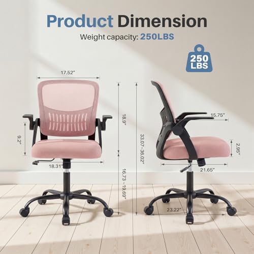DUMOS Office Desk Chair, Lumbar Support Mesh Home Chair