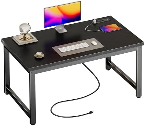 Huuger 48 x 24 inch Desk with Power Outlets & 0.95 Inch Thicker Desktop