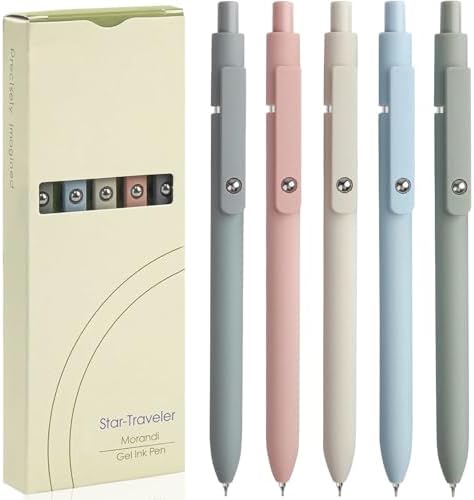 ACEES Gel Pens, 5 Pcs Retractable Quick Dry Black Ink Pen, 0.5mm Fine Point