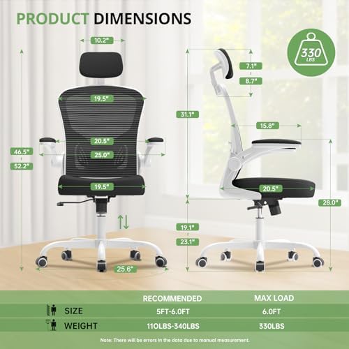 Synorla Office Chair|330LBS Capacity Ergonomic Desk Chair